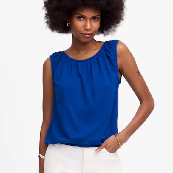 Madewell Tops - MADEWELL Bright Blue Sleeveless Bubble Tank Top Size Small